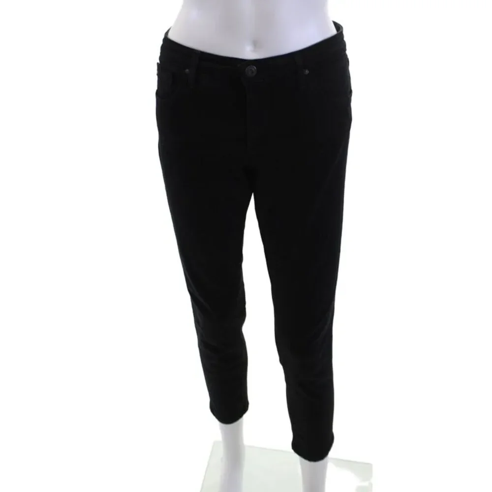 AG Adriano Goldschmied Women Ankle Jeggings High Rise Black Button Size 30